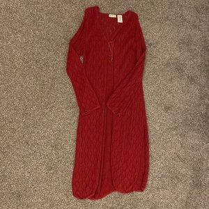 Women’s burgundy LONG cardigan